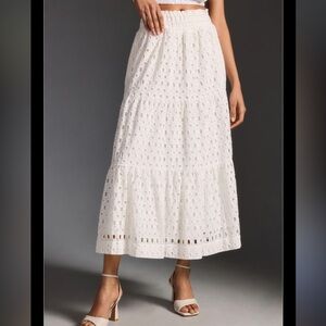 The Somerset Maxi Skirt: Eyelet Edition, white size L